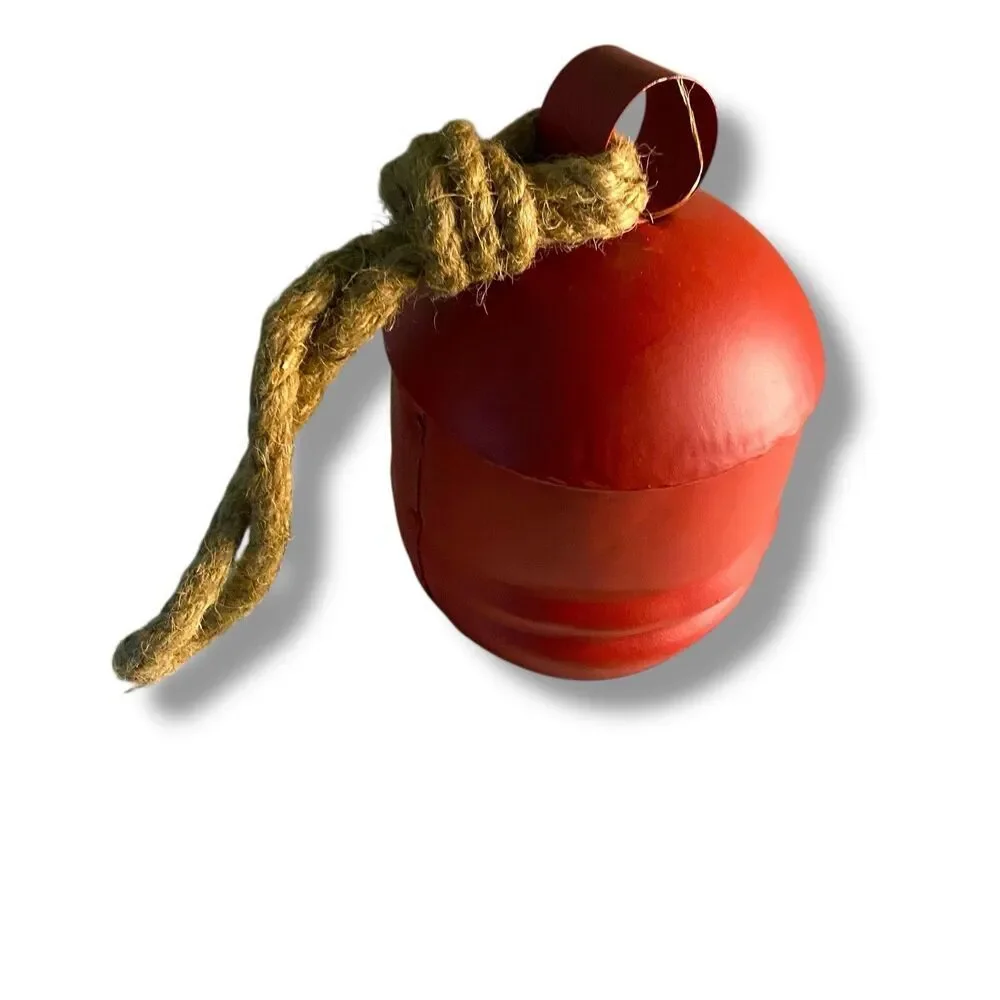 Red Metal Tibetan Inspired Cylindrical Decorative Cow Bells Set of 3 Wood Strike